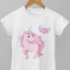 white tshirt with Pink Unicorn with heart with wings