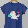Unicorn in space deep blue tshirt