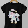 black tshirt with Unicorn with shooting star