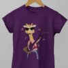 Giraffe playing guitar purple tshirt