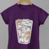 Purple tshirt with Cats in a glass