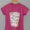 dark pink tshirt with Cats in a glass