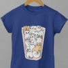 deep blue tshirt with Cats in a glass