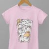 light pink tshirt with Cats in a glass