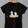 black tshirt with Cats in a boat fishing