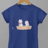 deep blue tshirt with Cats in a boat fishing