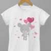 Mouse holding heart balloons on white tshirt