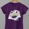 purple tshirt with Pig Cat dog bunny duck on rainbow