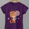 Purple tshirt with a Tiger holding roses