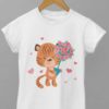 white tshirt with a Tiger holding roses