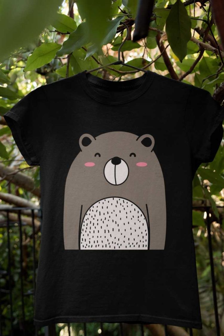 black tshirt with a cute bear