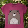 dark pink tshirt with a cute bear