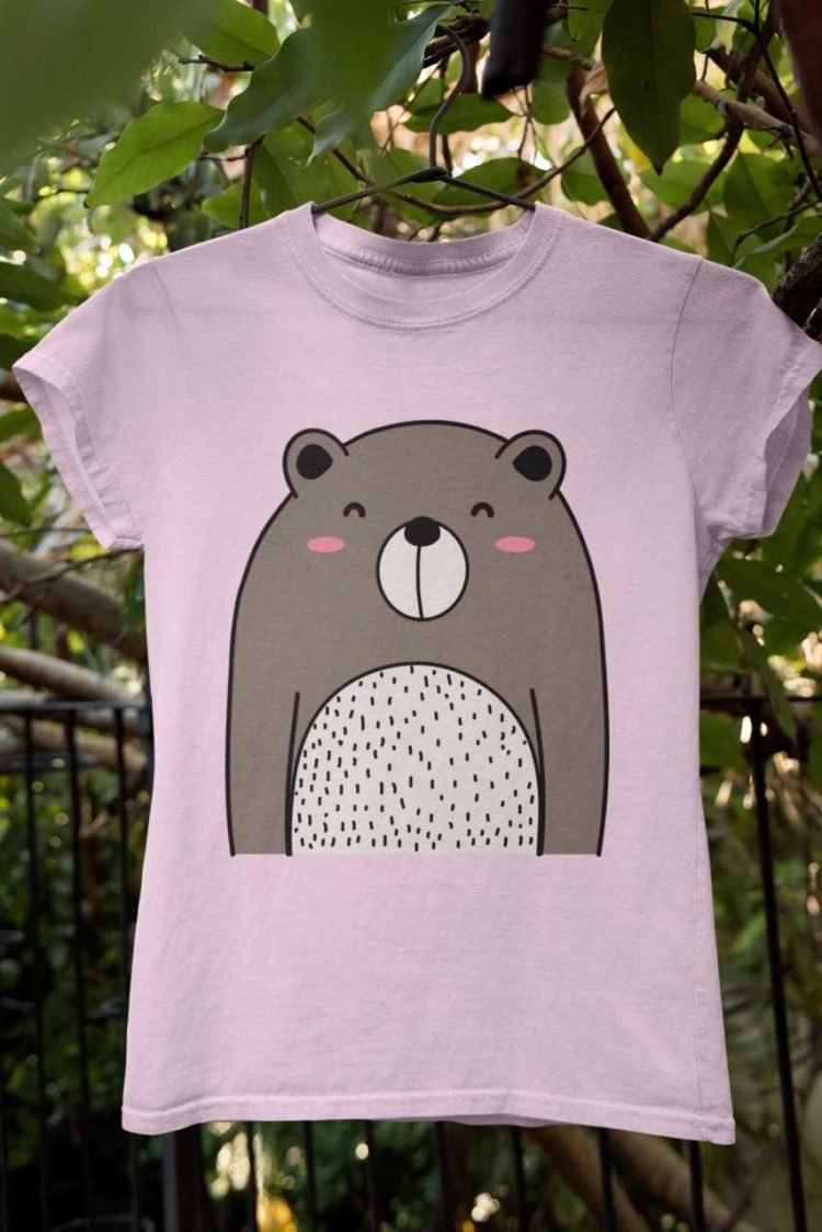 light pink tshirt with a cute bear