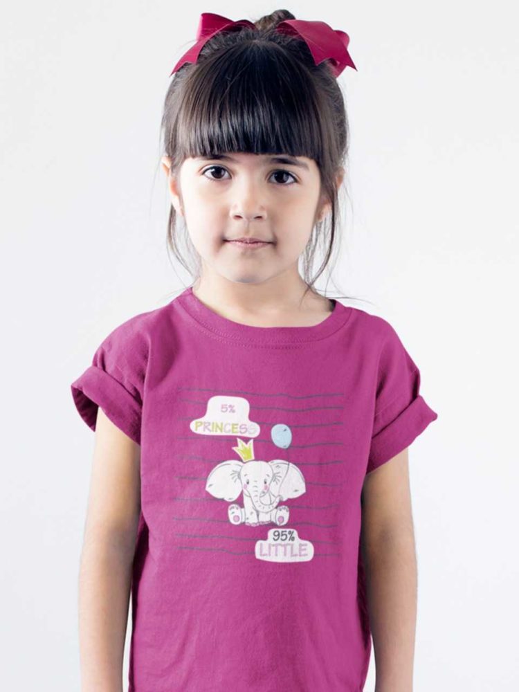 beautiful girl in a dark pink tshirt with a Little princess elephant