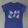 Deep blue tshirt with Six mermaids swimming