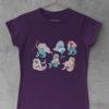 Purple tshirt with Six mermaids swimming