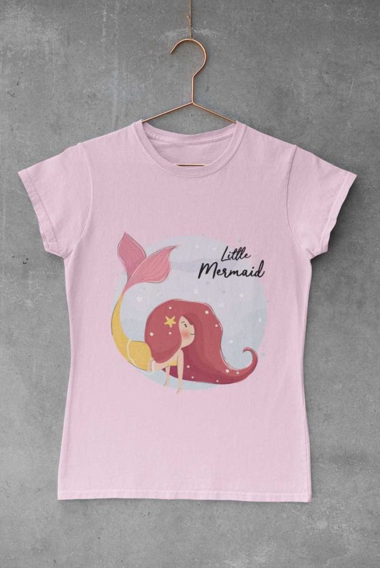 light pink tshirt with a Little Mermaid