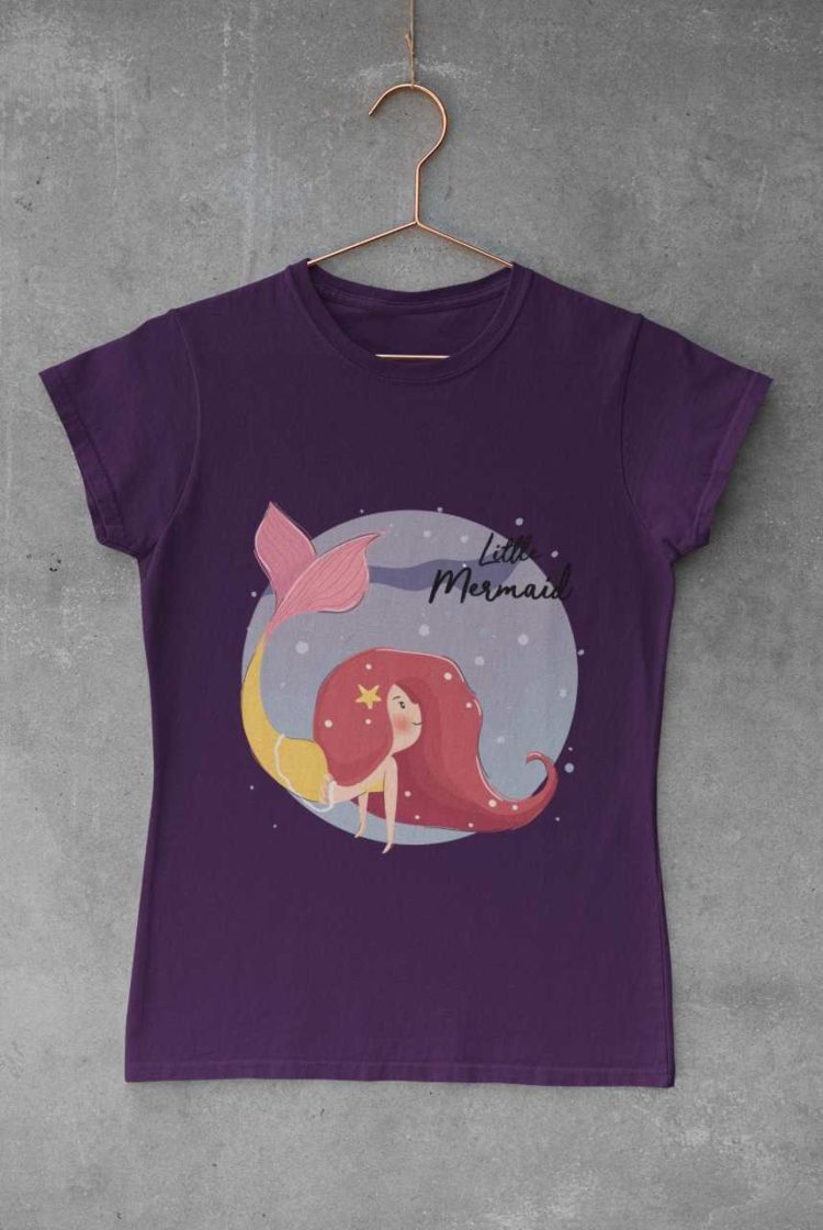 purple tshirt with a Little Mermaid