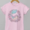 light pink white tshirt with a Mermaid in a flower wreath