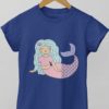 deep blue tshirt with a Mermaid with blue hair