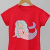 red tshirt with a Mermaid with blue hair