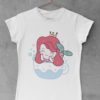 white tshirt with a mermaid in a teacup