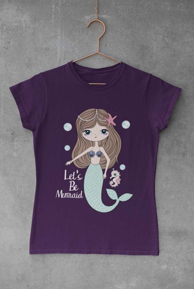 Purple tshirt with a mermaid and seahorse