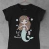 black tshirt with a mermaid and seahorse