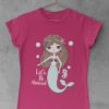 dark pink tshirt with a mermaid and seahorse