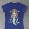 deep blue tshirt with a mermaid and seahorse