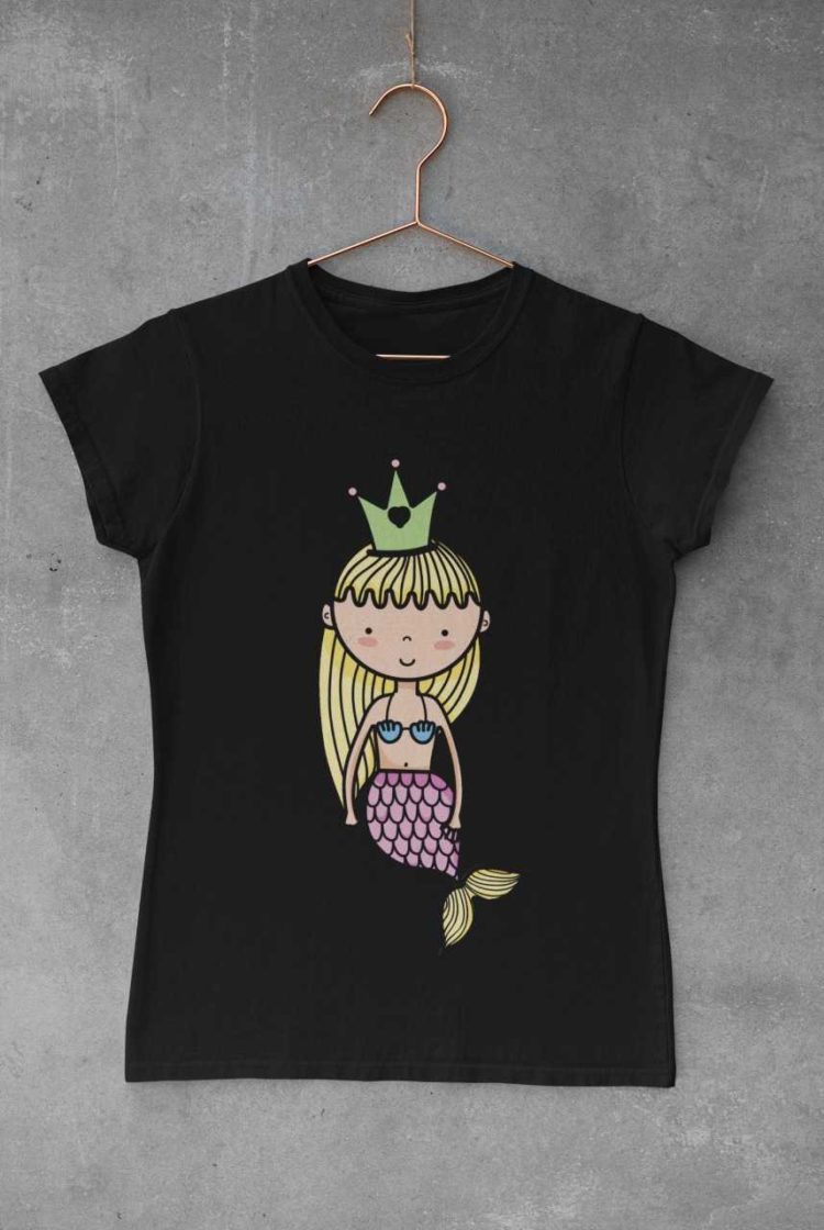 black tshirt with a mermaid Princess