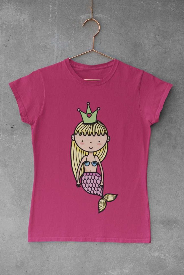 dark pink tshirt with a mermaid Princess