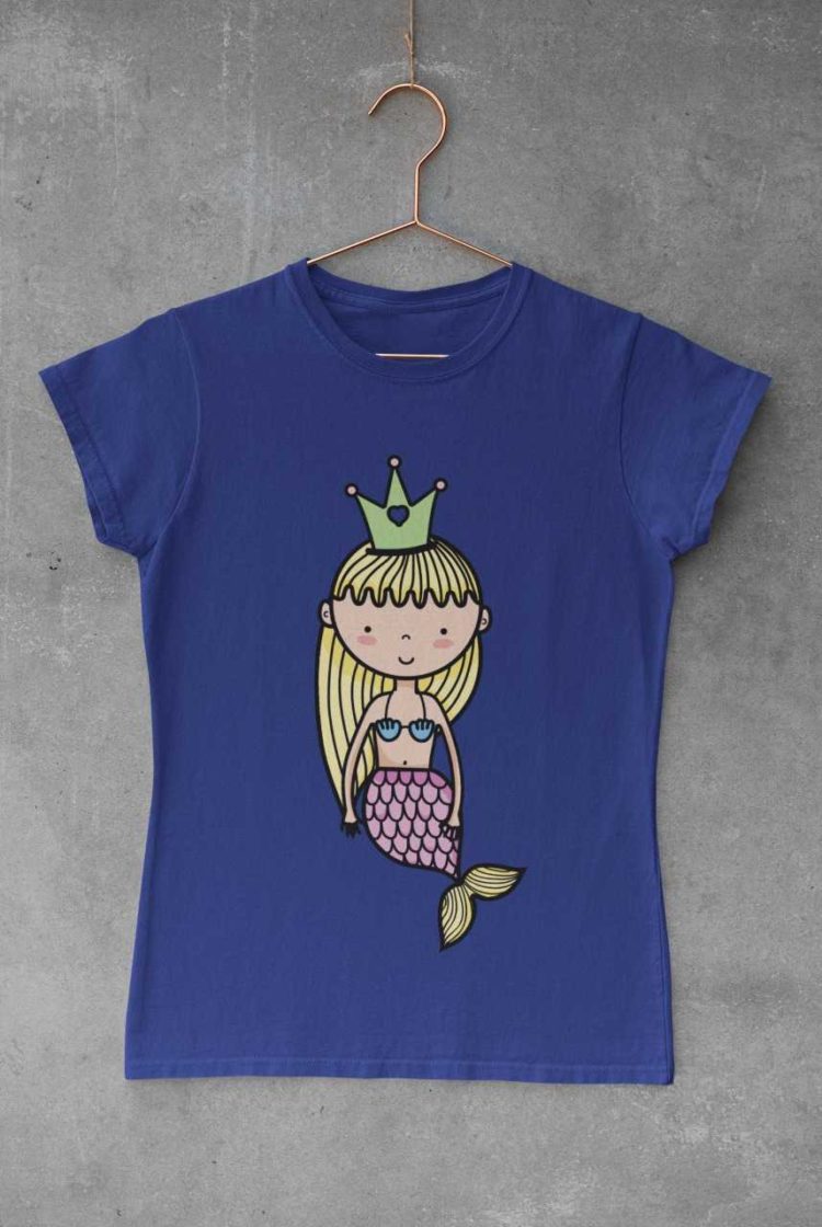 deep blue tshirt with a mermaid Princess