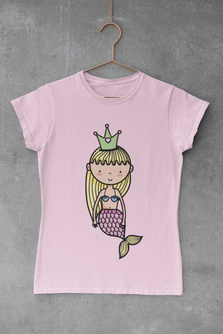 light pink tshirt with a mermaid Princess