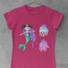 dark pink tshirt with a Pirate Mermaid and jellyfish