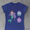deep blue tshirt with a Pirate Mermaid and jellyfish