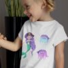 lovely girl in a white tshirt with a Pirate Mermaid and jellyfish