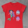 lovely girl in a white tshirt with a Pirate Mermaid and jellyfish