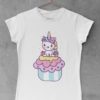 white tshirt with a Unicorn on a cupcake