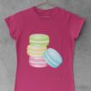 Stack of Macarons on a dark pink tshirt