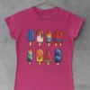 dark pink tshirt with a set of popsicles