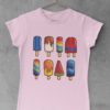 light pink tshirt with a set of popsicles