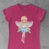 dark pink tshirt with a little fairy in a blue dress