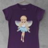 purple tshirt with a little fairy in a blue dress