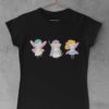 black tshirt with Three little fairies