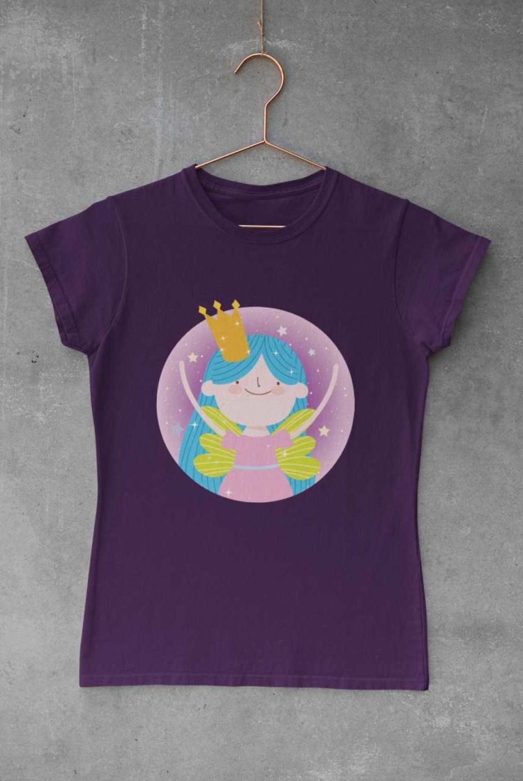 purple tshirt with a little fairy wearing a crown
