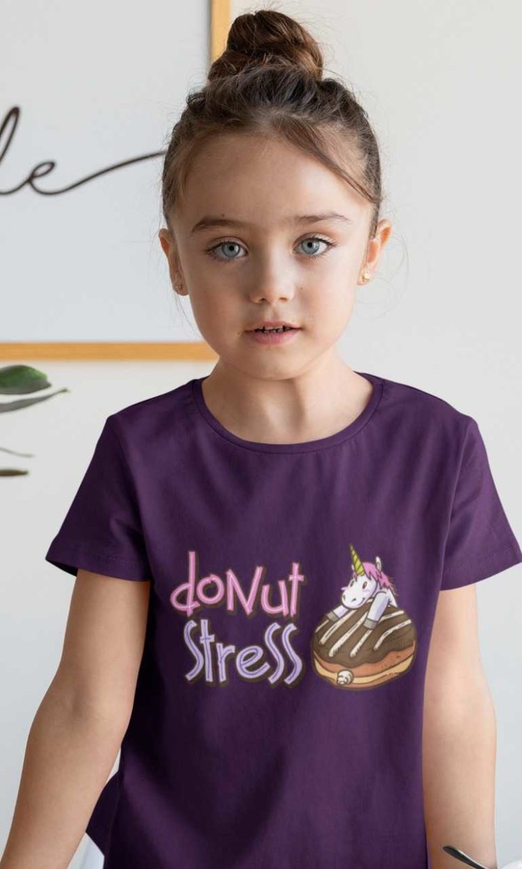 Pretty girl in a Purple Donut Stress Tshirt