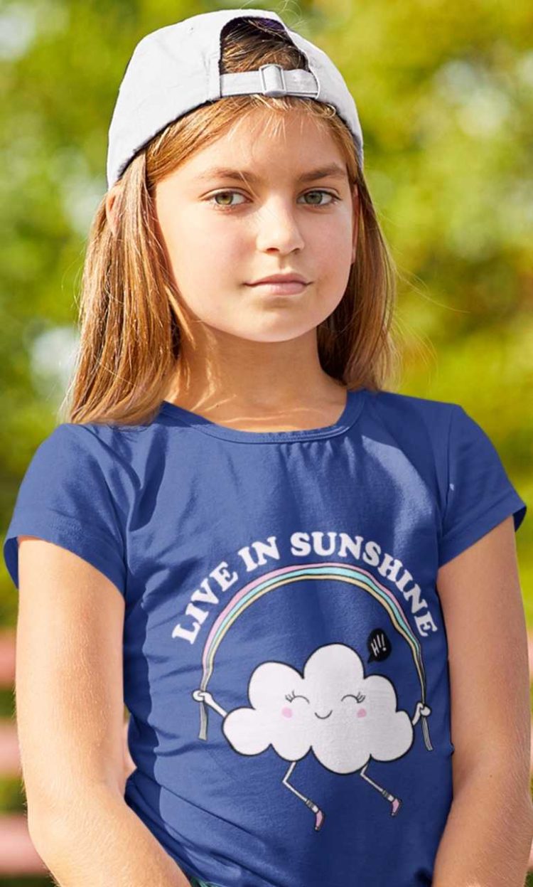 Cool girl in a deep blue Live in Sunshine Tshirt