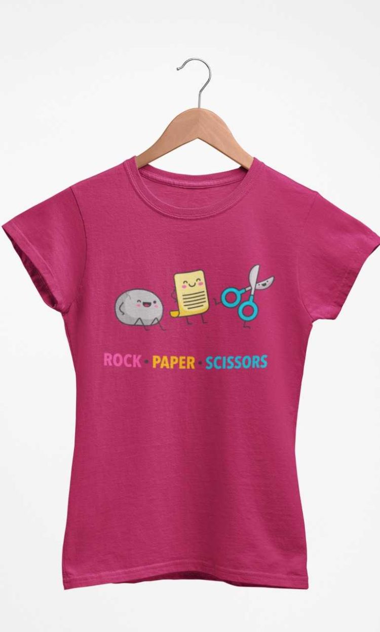 dark pink pink rock paper scissors tshirt