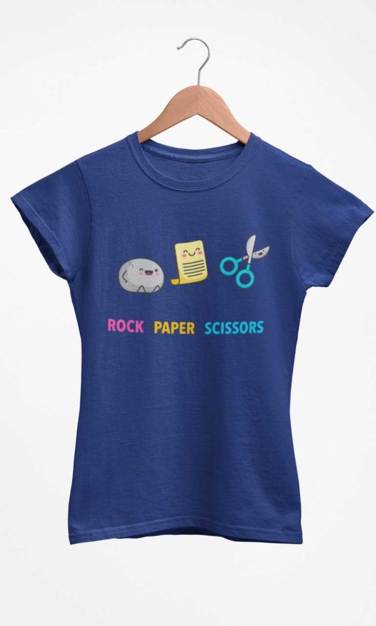deep blue rock paper scissors tshirt